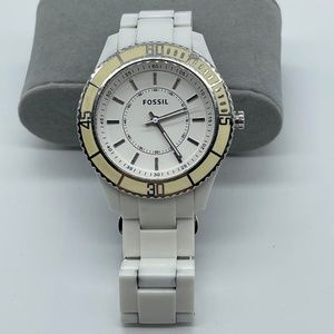 Fossil White Plastic Link Bracelet Watch